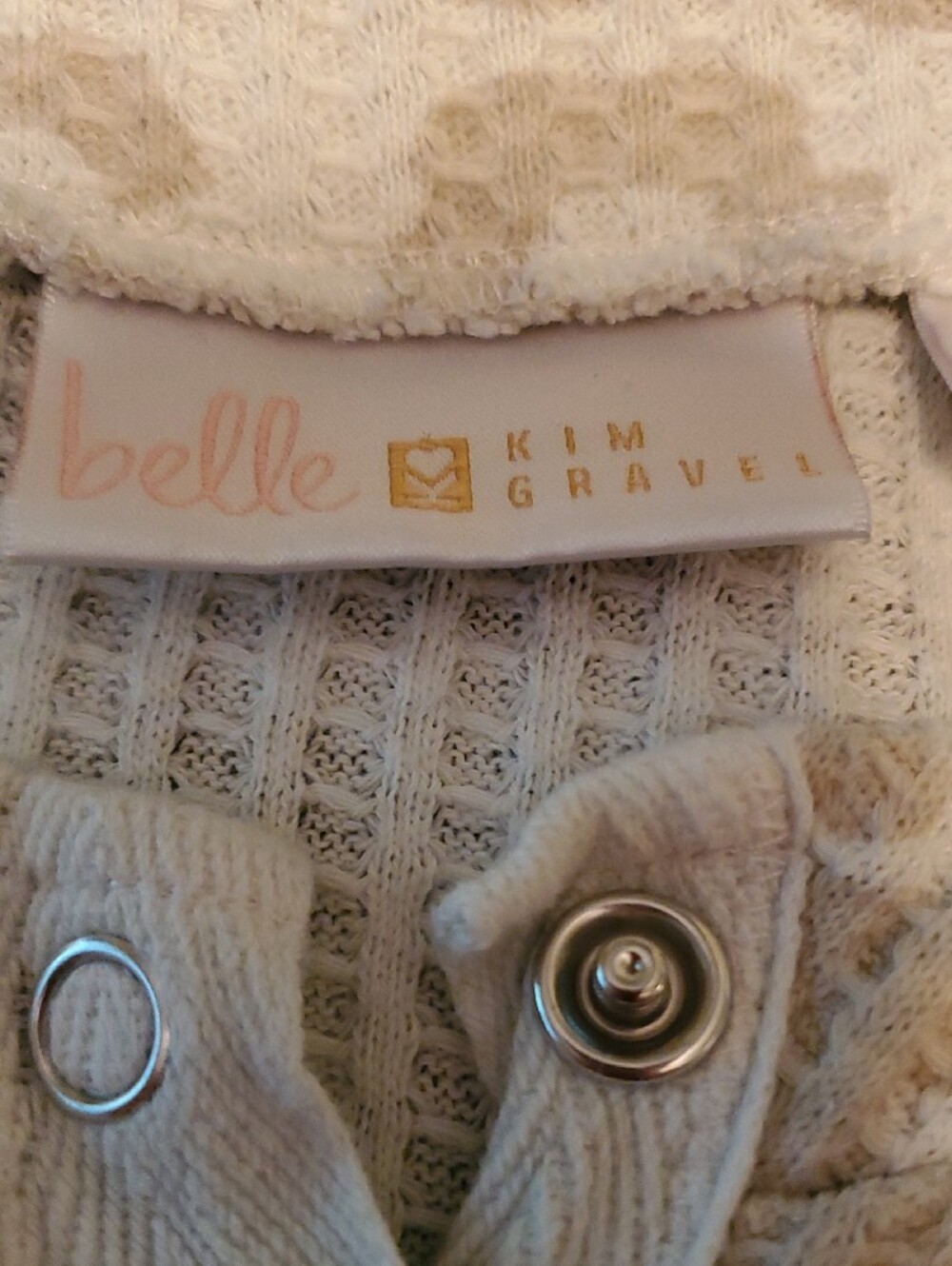 Belle by Kim Gravel Cream & Tan Leopard Snap-Front Teddy Shirt Waffle Pattern - Picture 5 of 6